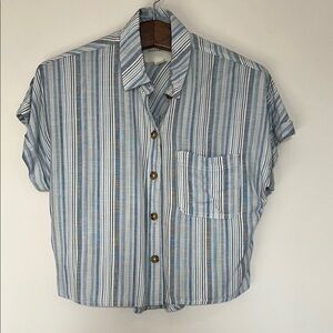 Aeropostale Blue and White Button Down Shirt
